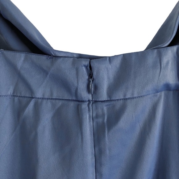 We Wore What NWT Slate Blue Satin Slip Dress - Picture 8 of 12